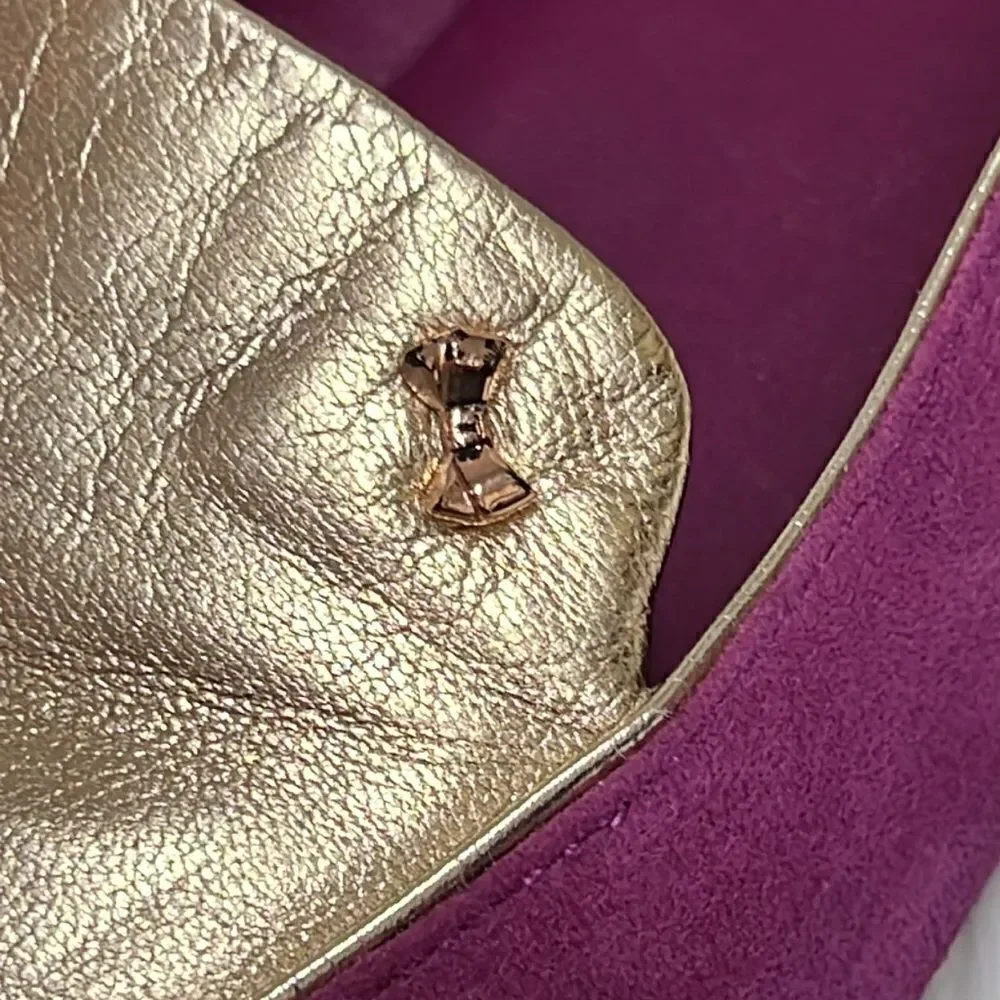 Ted Baker London‎ Suede Flats Fuchsia Gold Size 8.5 Bin 17